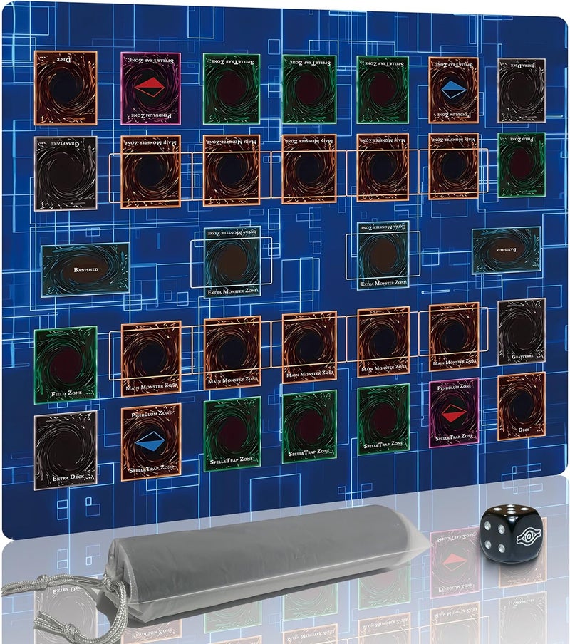 Extalas for Yugioh Playmat, 2-Player, Limited Edition Rare Dice and Free Storage Bag Master Rule Duel Field Zones, Large Card Game Mat (Basic2) - Image 1